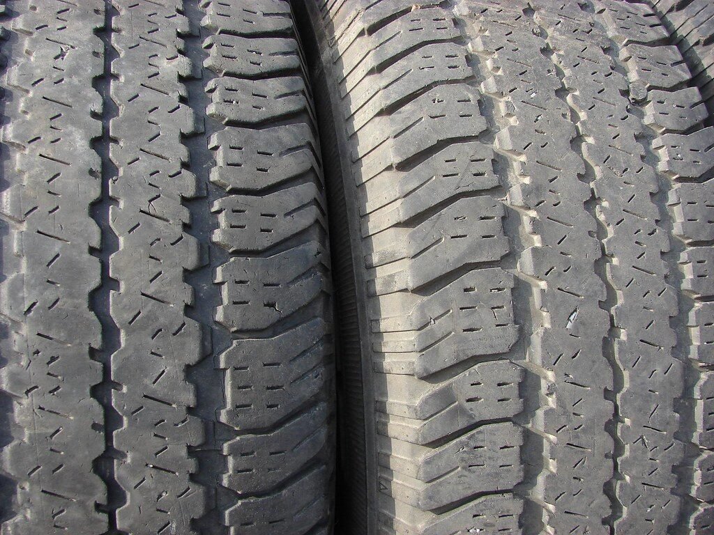 Close-up of tire tread pattern